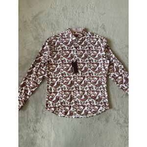 Consequence Sz Large Paisley Button-Up Shirt With Stretch Long Sleeve Mens‎